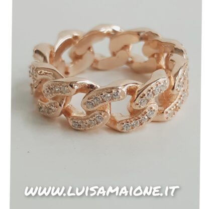 Anello Grumetta Rosè con Zirconi Bianchi - immagine 2