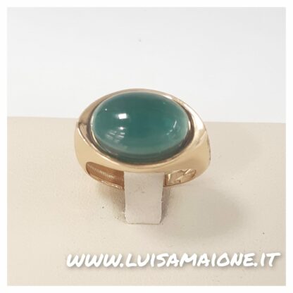 Anello in Argento Dorato con Quarzo Verde