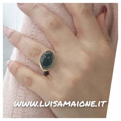 Anello in Argento Dorato con Quarzo Verde - immagine 2