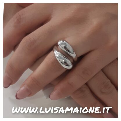 Anello Argento Rodiato "Incrocio"