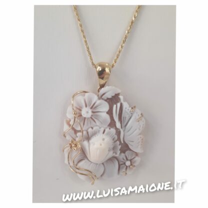 Collana Cammeo Sardonica Floreale in Argento Dorato - immagine 2