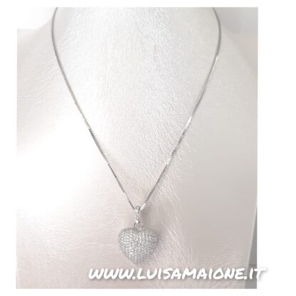 Collana Cuore Pavé in Argento Rodiato con Zirconi - immagine 3