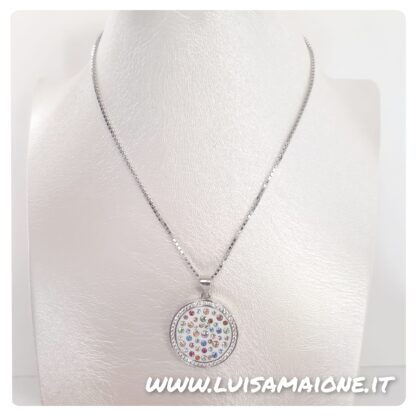 Ciondolo Multicolor con Catenina in Argento Rodiato - immagine 2