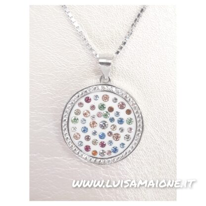 Ciondolo Multicolor con Catenina in Argento Rodiato - immagine 4