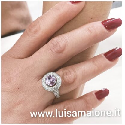 Anello Argento Rodiato 925 con Zircone Rosa – Luisa Maione Selection