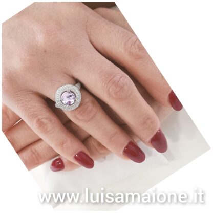 Anello Argento Rodiato 925 con Zircone Rosa – Luisa Maione Selection - immagine 2